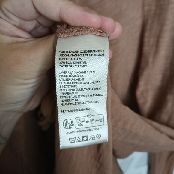 We The Free Brown Long Sleeve Oversize Top Womens MD Lagenlook Boho Minimalist - Picture 6 of 12